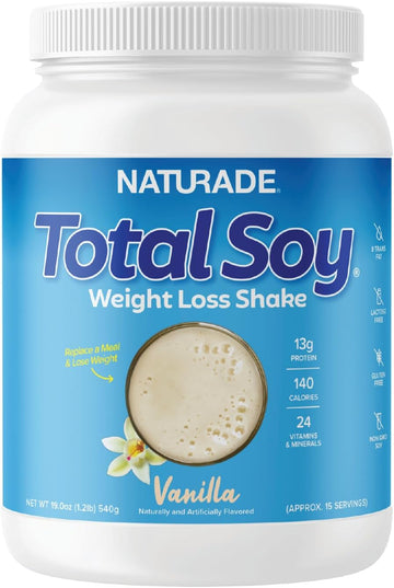 Naturade Total Soy Protein Powder - 13G Protein & 140Cal Per Servings, Zero Trans Fat, Non-Gmo Soy - Lactose & Gluten Free - Vanilla (15 Servings)