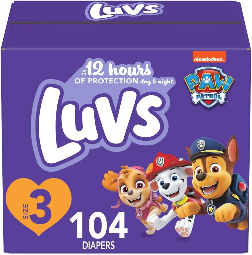 Luvs Diapers - Size 3, 104 Count, Paw Patrol Disposable Baby Diapers