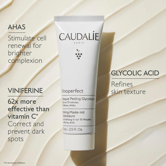 Caudalie Vinoperfect Glycolic And Ahas Peel Mask, Radiance In 10 Minutes, 2.5 Fl. Oz