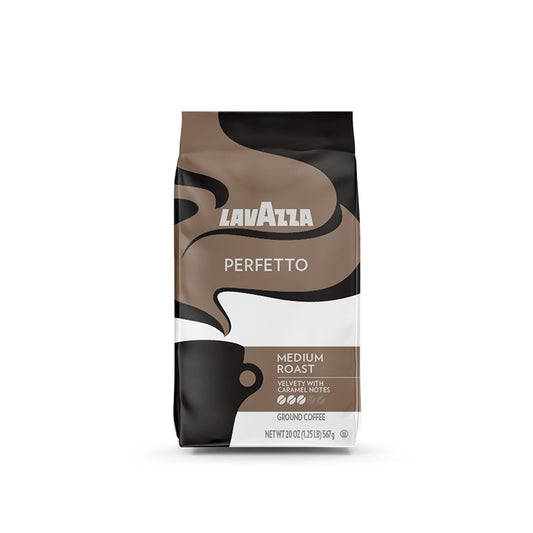Lavazza Perfetto Ground Coffee Blend 20 Perfetto Ground Dark Roast, Perfetto Ground, Dark Roast, 100% Arabic, Value Pack, 20 Oz (Pack of 6)