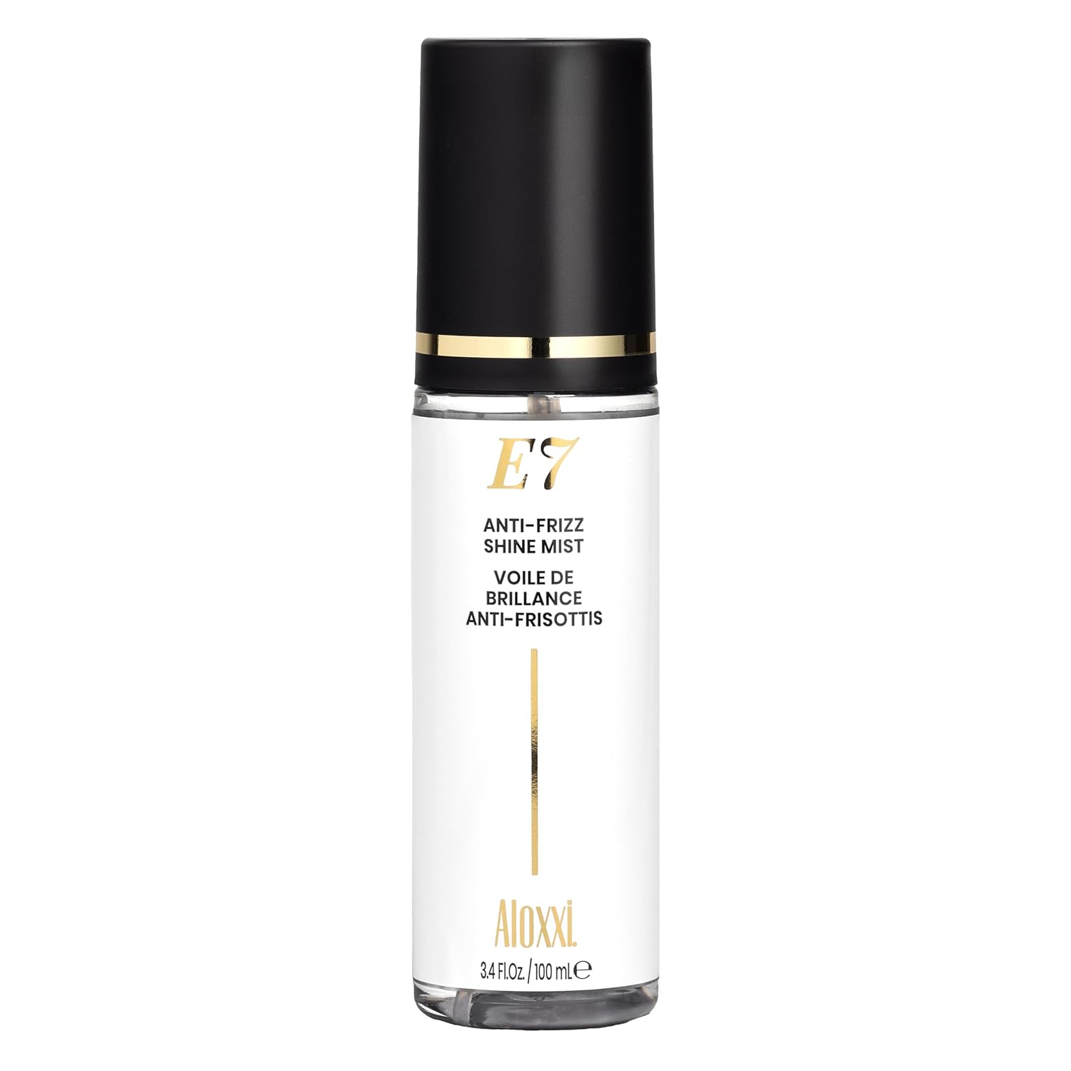 Aloxxi E7 Anti-Frizz Shine Mist, Dry Oil Hair Mist With 7 Essential Oils, Tames Frizz & Boosts Radiance, Safe For Color-Treated Hair, 3.4 Fl Oz