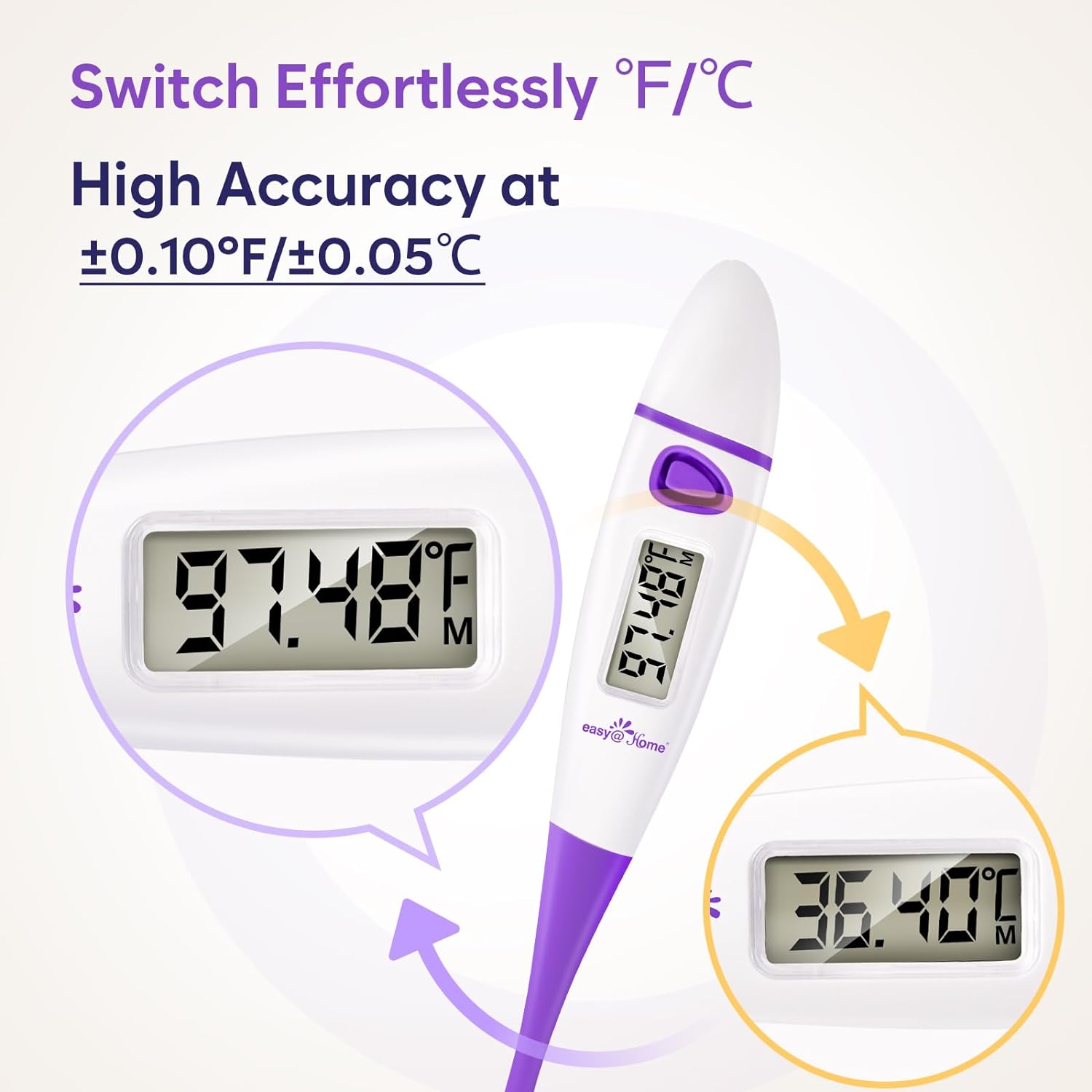 Easy@Home Basal Body Thermometer: BBT for Fertility Prediction with Memory Recall- Accurate Digital Basal Thermometer for Temperature Monitoring with Premom App - EBT-018 : Health & Household