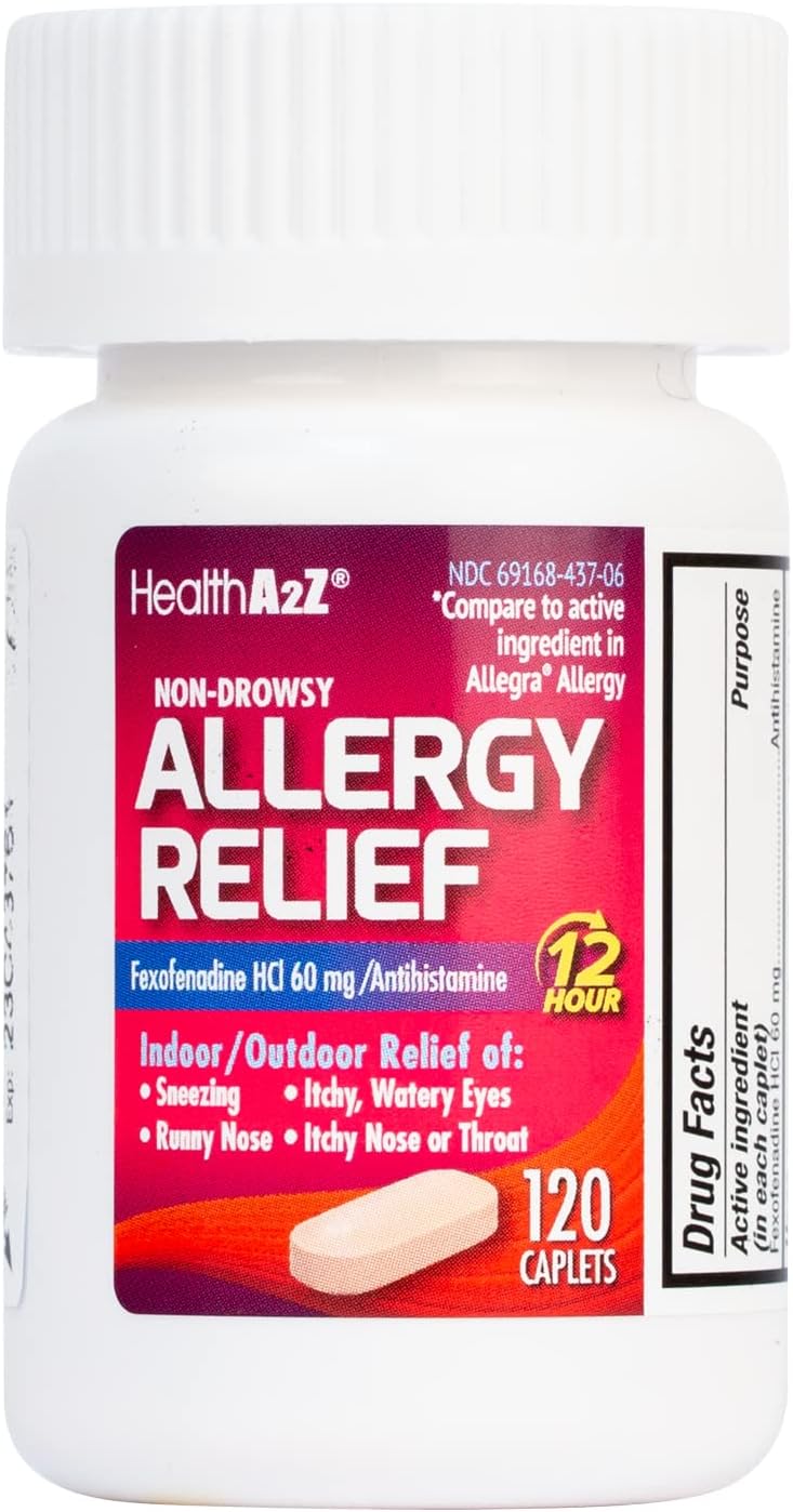 Healtha2Z® Fexofenadine Hydrochloride 60Mg | 12-Hour Antihistamine For Allergy Relief | Non-Drowsy (120 Counts (Pack Of 1))