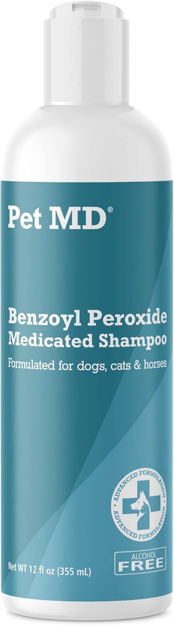 Pet Md - Benzoyl Peroxide Medicated Shampoo For Dogs And Cats - Effective For Skin Conditions, Dandruff, Itch Relief, Acne And Folliculitis - Citrus Scent - 12 Oz