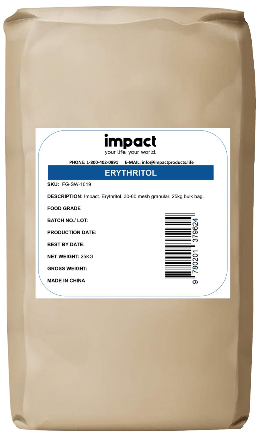 Impact - Erythritol Sweetener, Zero Calorie Sugar Substitute For Weight Management & Oral Health, No Additives, For Baking, Cooking, Beverages - 55Lbs