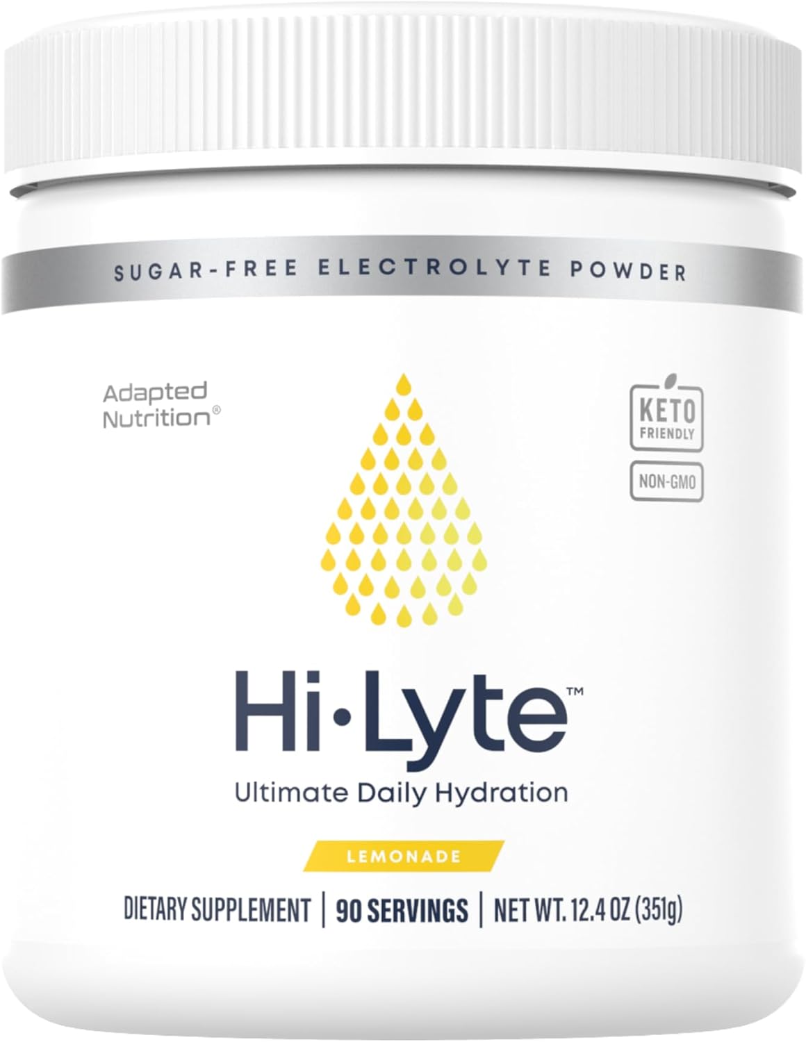 Hi-Lyte Lemonade Electrolyte Powder, Daily Hydration Supplement Drink Mix, 90 Servings | Sugar-Free, 0 Calories, 0 Carbs | No Maltodextrin. Gluten-Free | Supports Keto | Light Refreshing Flavor