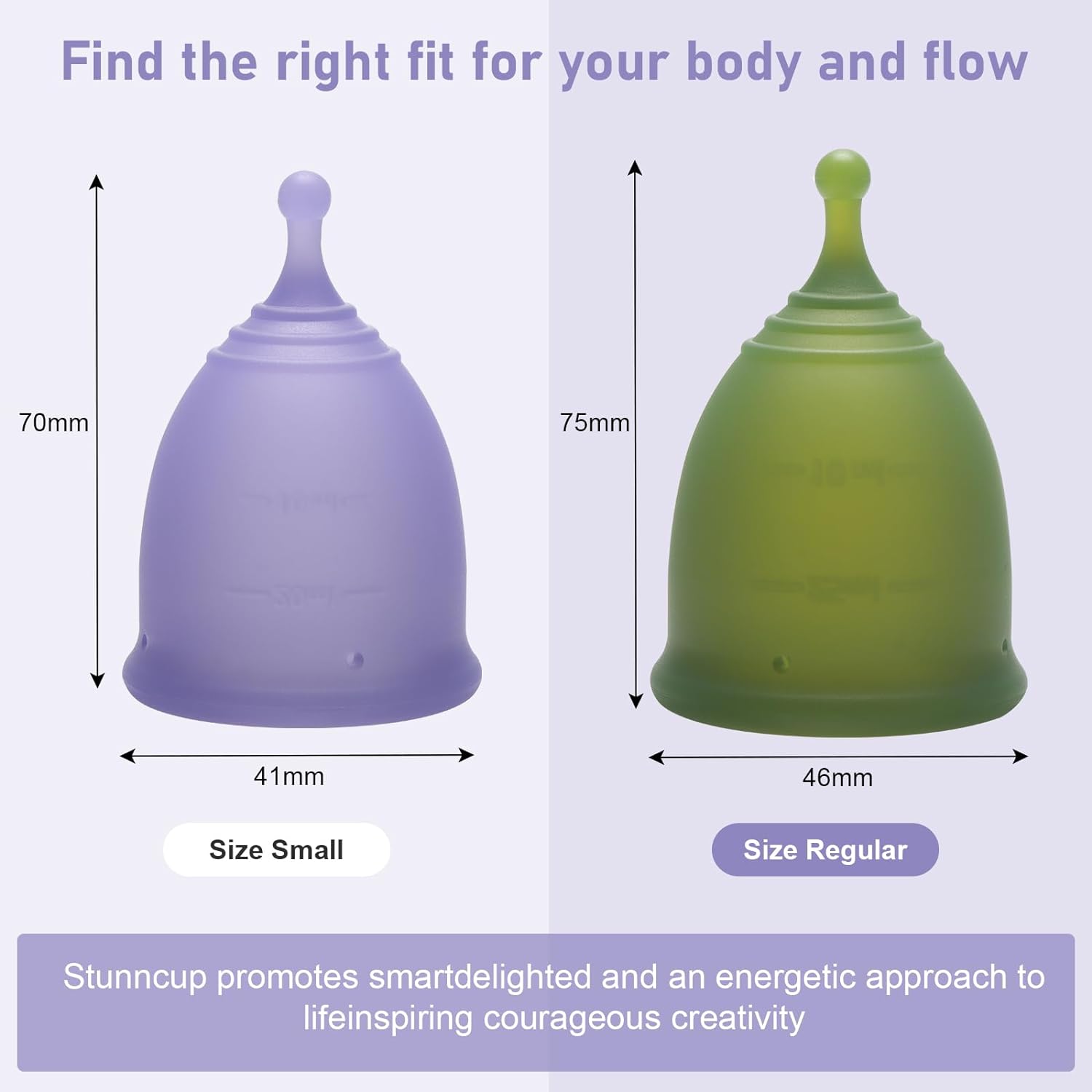 Stunncup Soft Menstrual Cup - Medical Grade Silicone Reusable Period Cup - BPA Free Comfortable Flexible Menstrual Cup Wear for 12 Hours (Violet, Samll) : Health & Household