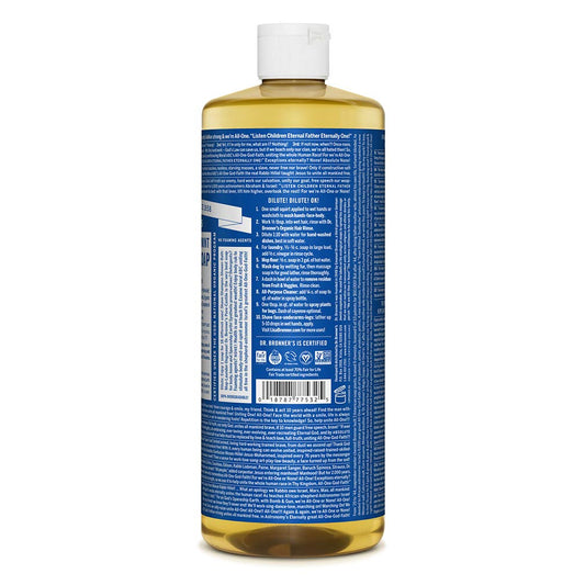 Dr. Bronner's - Pure-Castile Liquid Soap (Peppermint, 32 ounce) - Made with Organic Oils, 18-in-1 Uses: Face, Body, Hair, Laundry, Pets and Dishes, Concentrated, Vegan, Non-GMO