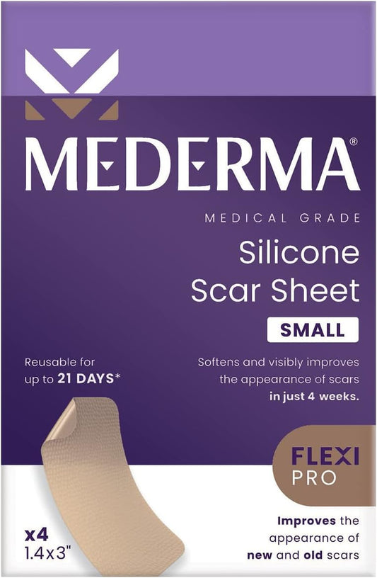 Mederma Medical Grade Silicone Scar Sheets; Improves The Appearance Of Old And New Scars; For Injury, Burn And Surgery Scars, 4 Count