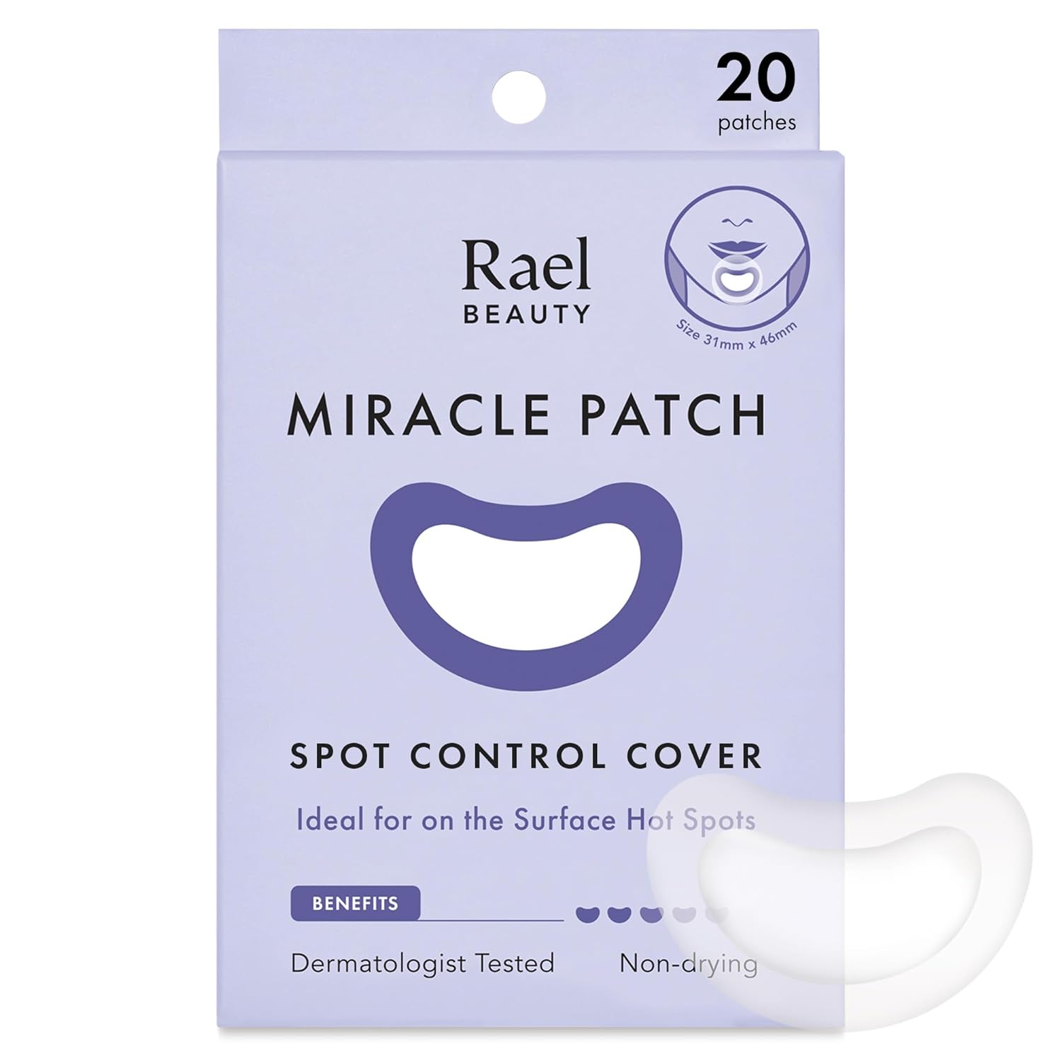 Rael Pimple Patches, Miracle Patches Large Spot Control Cover - Hydrocolloid Acne Patches for Face, Strip for Breakouts, Zit, Blemish Spot, Facial Stickers, All Skin Types, Vegan (20 Count)