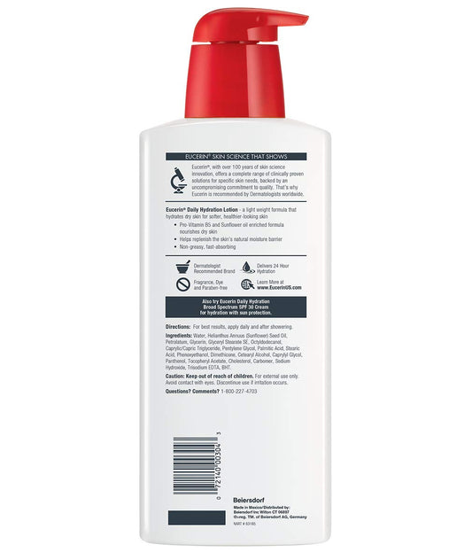 Eucerin Daily Hydration Lotion - Light-Weight Full Body Lotion For Dry Skin - 16.9 Fl. Oz. Pump Bottle