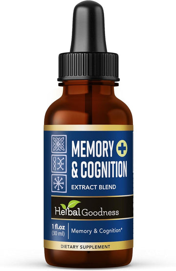 Herbal Goodness Memory and Cognition Liquid Extract 1oz - Memory and Clarity Support, Immune Support, Performance Support, Energy Boost - Organic, Natural