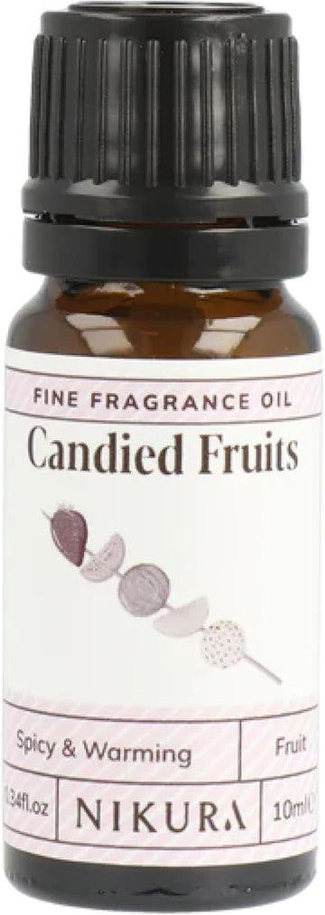 Nikura Candied Fruits Fine Fragrance Oil - 10ml | Perfect for Soap Making, Candle Making, Wax Melts, Diffuser, Burner | Great for use in Bath Bombs, Perfume Oil, Perfume Scents | Vegan & UK Made