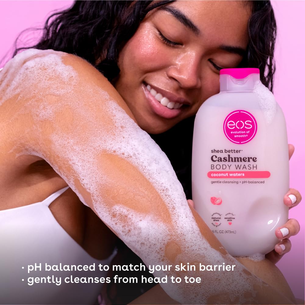 Eos Shea Better Cashmere Body Wash, Coconut Waters, Moisturizing, Ph Balanced Body Wash, Creamy Gel Formula, Paraben & Phthalate Free, Sensitive Skin, 16 Fl Oz : Beauty & Personal Care