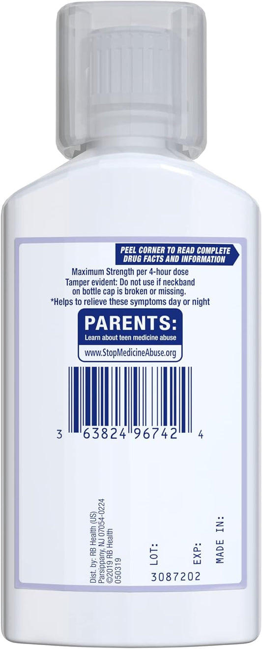 Mucinex Fast-Max Maximum Strength All-In-One Cold & Flu, 9 oz Bottle, For Use On Headaches, Body Pain, Sore Throats, Fevers, Chest Congestion, Cough, Nasal/Sinus Congestion, and Sinus Pressure