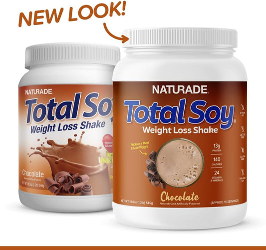 Naturade Total Soy Protein Powder - 13G Protein & 130 Calories Per Servings - Zero Trans Fat - Non-Gmo Soy - Lactose & Gluten Free - Chocolate (15 Servings)