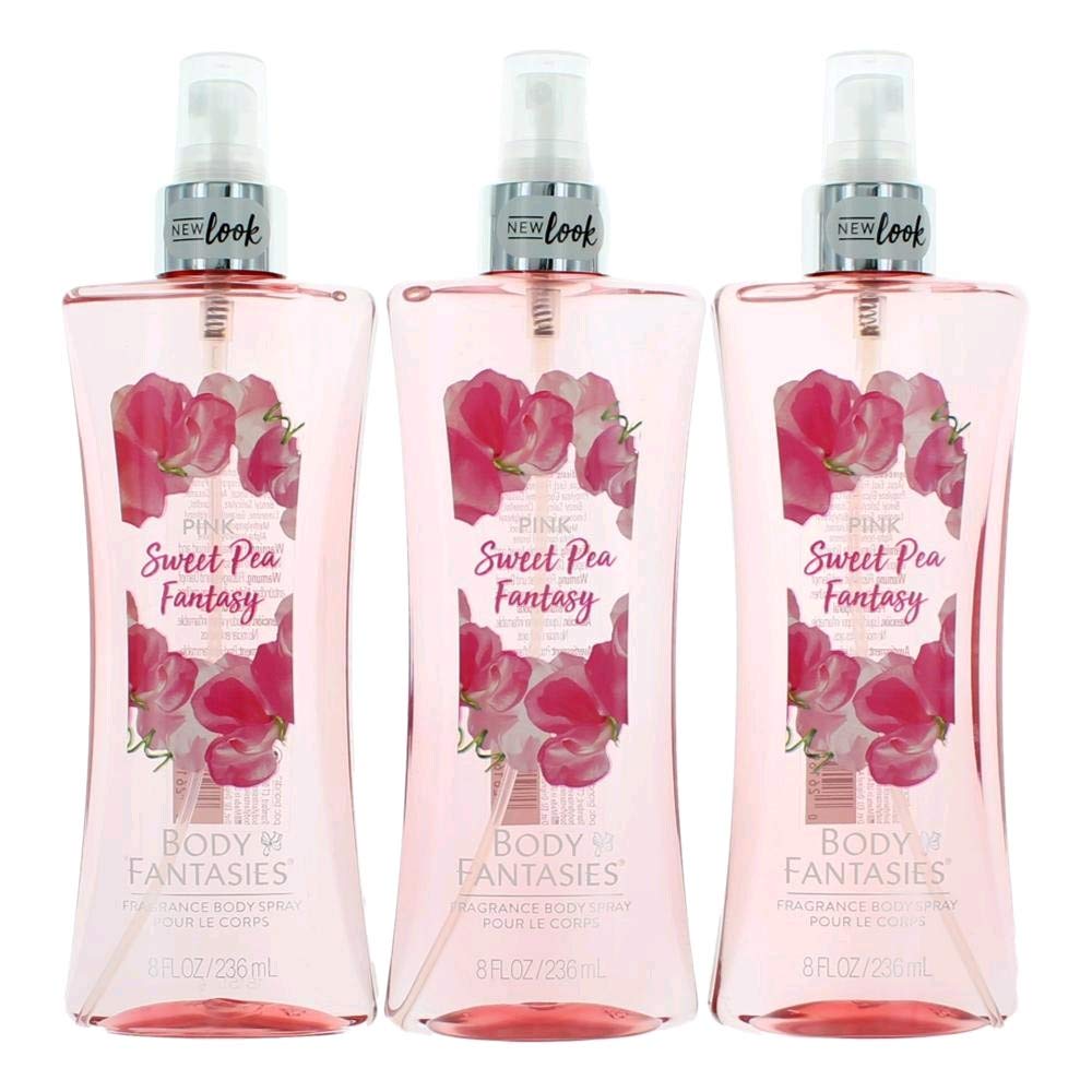 Pink Sweet Pea Fantasy By Body Fantasies 3 Pack 8 Fragrance Body Spray Women : Beauty & Personal Care