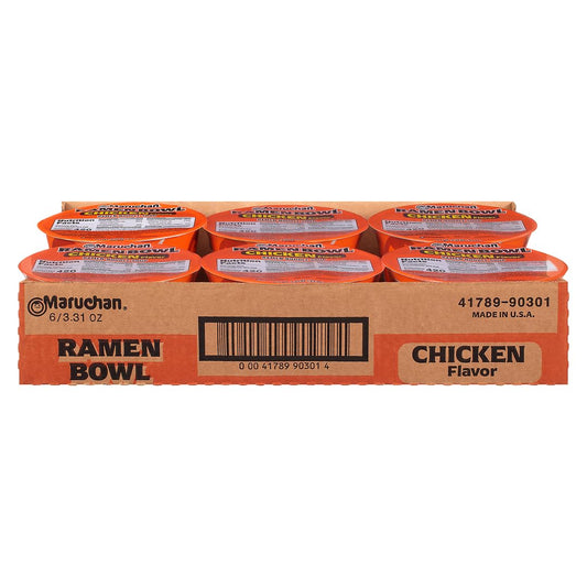 Maruchan Bowl Chicken, Microwaveable Ramen Soup Mix, 3.31 Oz, 6 Count