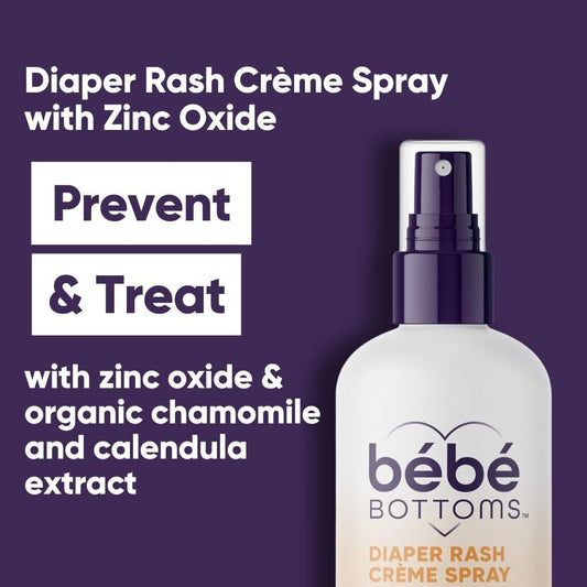 Bébé Bottoms Baby Diaper Rash Cream Spray, No-Rub Touch Free Application for Sensitive Skin (50 ml)