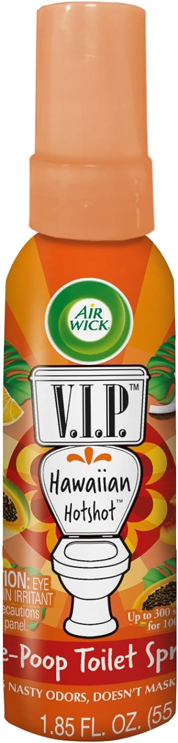 Air Wick V.I.P. Pre-Poop Toilet Spray | Hawaiian Hotshot Scent | Contains Essential Oils | Travel size Air Freshener | Up to 100 uses - 1.85 Ounce (Pack of 5)