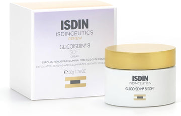 ISDIN Isdinceutics Glicoisdin 8 Soft Facial Cream (50g) | Facial cream with peeling effect, exfoliates the surface of the skin and helps to smooth its texture