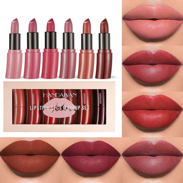 6 Colors Matte Lipstick Set New Upgraded Formula Nude Moisturizer Smooth Lipstick Long Lasting Not Dry Or Cracked Lipstick Makeup Gift Set