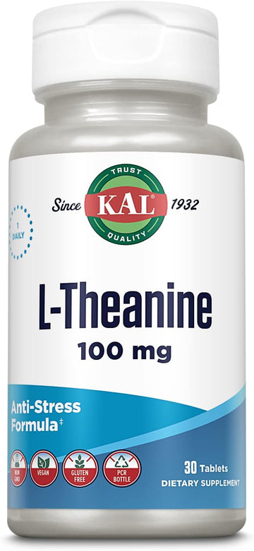 Kal Vitamins 100 Mg L-Theanine, 30 Count