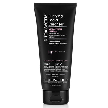 Giovanni D:Tox System Facial Cleanser - Super Antioxidants Acai And Goji Berry, Activated Charcoal, Removes Impurities For A Beautiful Complexion, Hypoallergenic, Dermatologist Tested - 7 Fl Oz