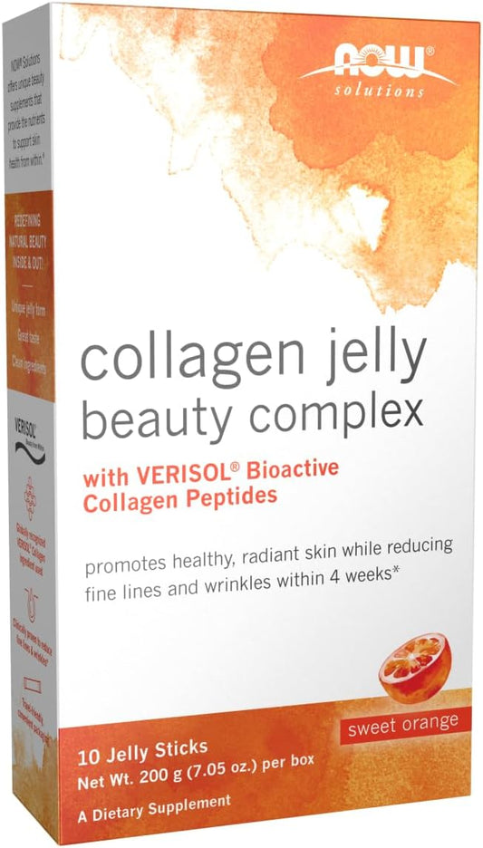 Now Foods Solutions, Collagen Jelly Beauty Complex, Sweet Orange Flavor, 10 Jelly Sticks