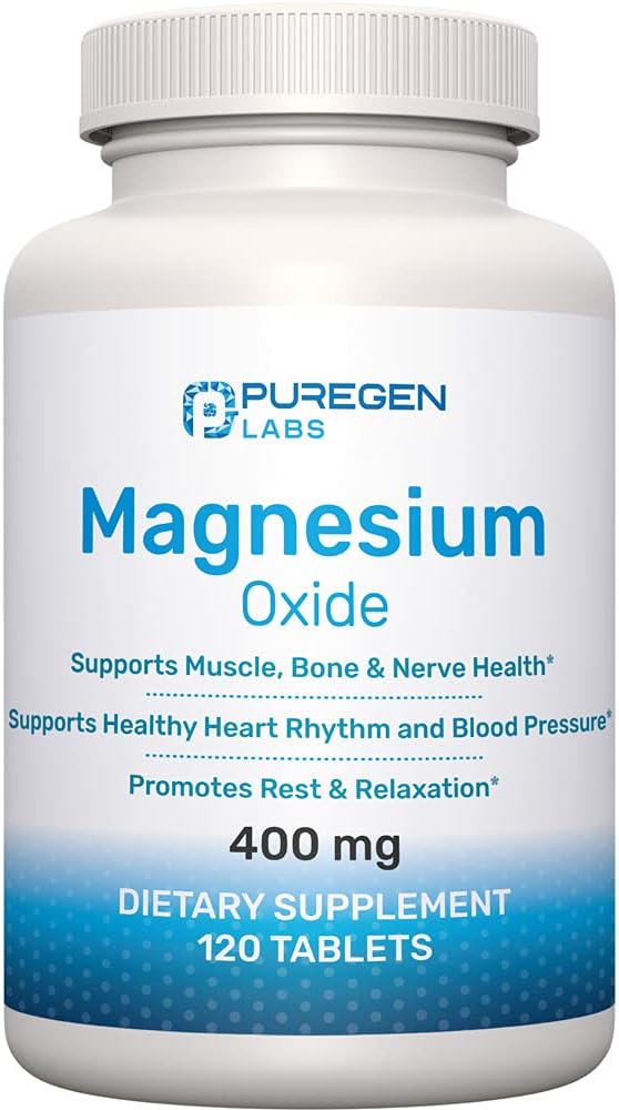 Magnesium 400mg [High Potency] Supplement ? Magnesium Oxide for Immune Support, Muscle Recovery, Leg Cramps, Relaxation - 120 Tablets