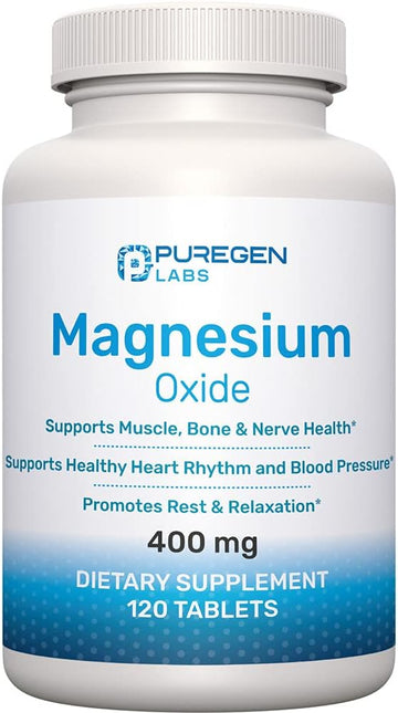 Magnesium 400mg [High Potency] Supplement ? Magnesium Oxide for Immune Support, Muscle Recovery, Leg Cramps, Relaxation - 120 Tablets