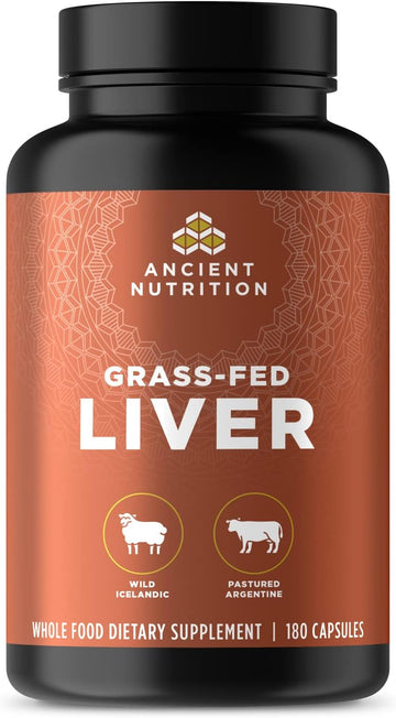 Organ Supplements By Ancient Nutrition, Grass-Fed And Wild Organ Complex Capsules, Beef & Lamb Liver, Supports Healthy Blood, Gut, And Liver, 180 Ct