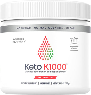 Hi-Lyte Keto K1000 Electrolyte Powder | Watermelon | Hydration Supplement Drink Mix | Boost Energy & Beat Leg Cramps | No Sugar, No Maltodextrin | 50 Servings