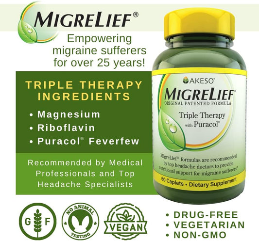MigreLief Original Triple Therapy with Puracol - Nutritional Support f