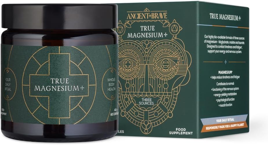 Ancient + Brave | 3-in-1 Magnesium Complex: Glycinate, Malate & Taurate | 60 Vegan Capsules | High Strength Magnesium Supplement for Sleep, Energy, Muscle & Bone Support Made in UK : Amazon.co.uk: Health & Personal Care