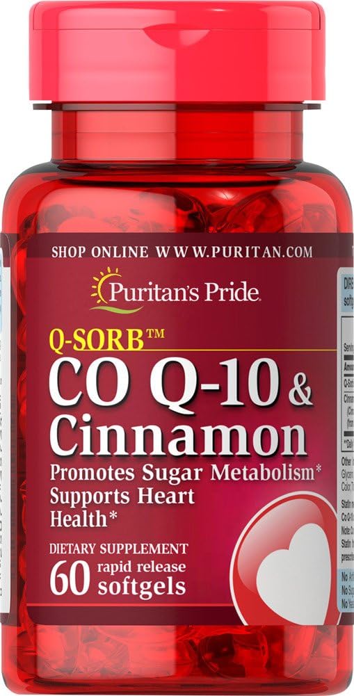 Puritan's Pride Q-Sorb™ Co Q-10 & Cinnamon Supports Heart Health**, 60 softgels® : Health & Household