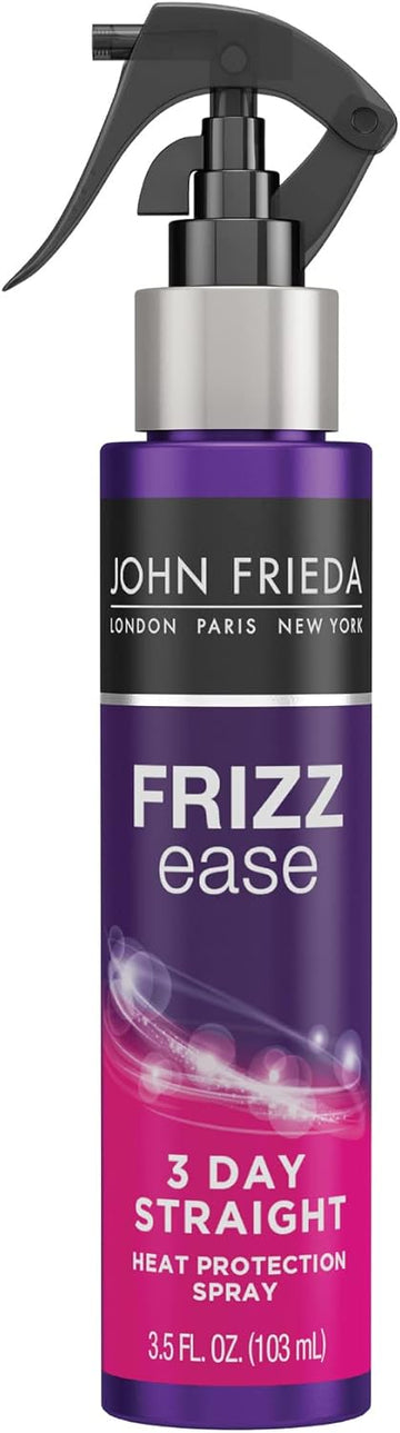John Frieda Frizz Ease Keratin Infused Flat Iron Hair Spray, 3 Day Straightening Spray, Anti Frizz Heat Protectant For Curly Hair, 3.5 Ounce