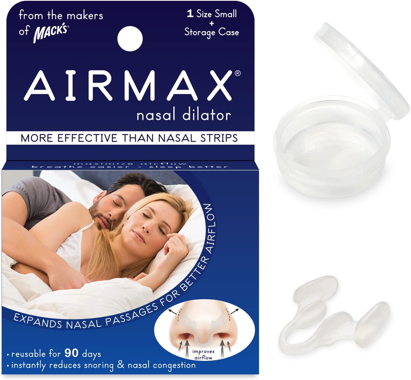 Nasal Dilator for Better Sleep - Natural, Comfortable, Anti Snoring Sleep Aid Solution for Maximum Airflow and Easier Breathing (Small - Clear)