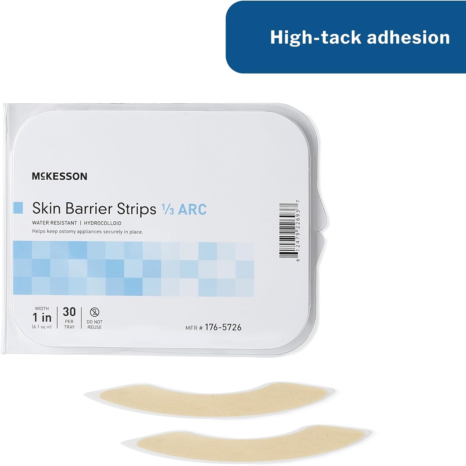 McKesson Skin Barrier Strips for Ostomy Pouch, Water-Resistant Ostomy Supplies, 1/3 in Arc, 30 Count, 1 Pack : Health & Household