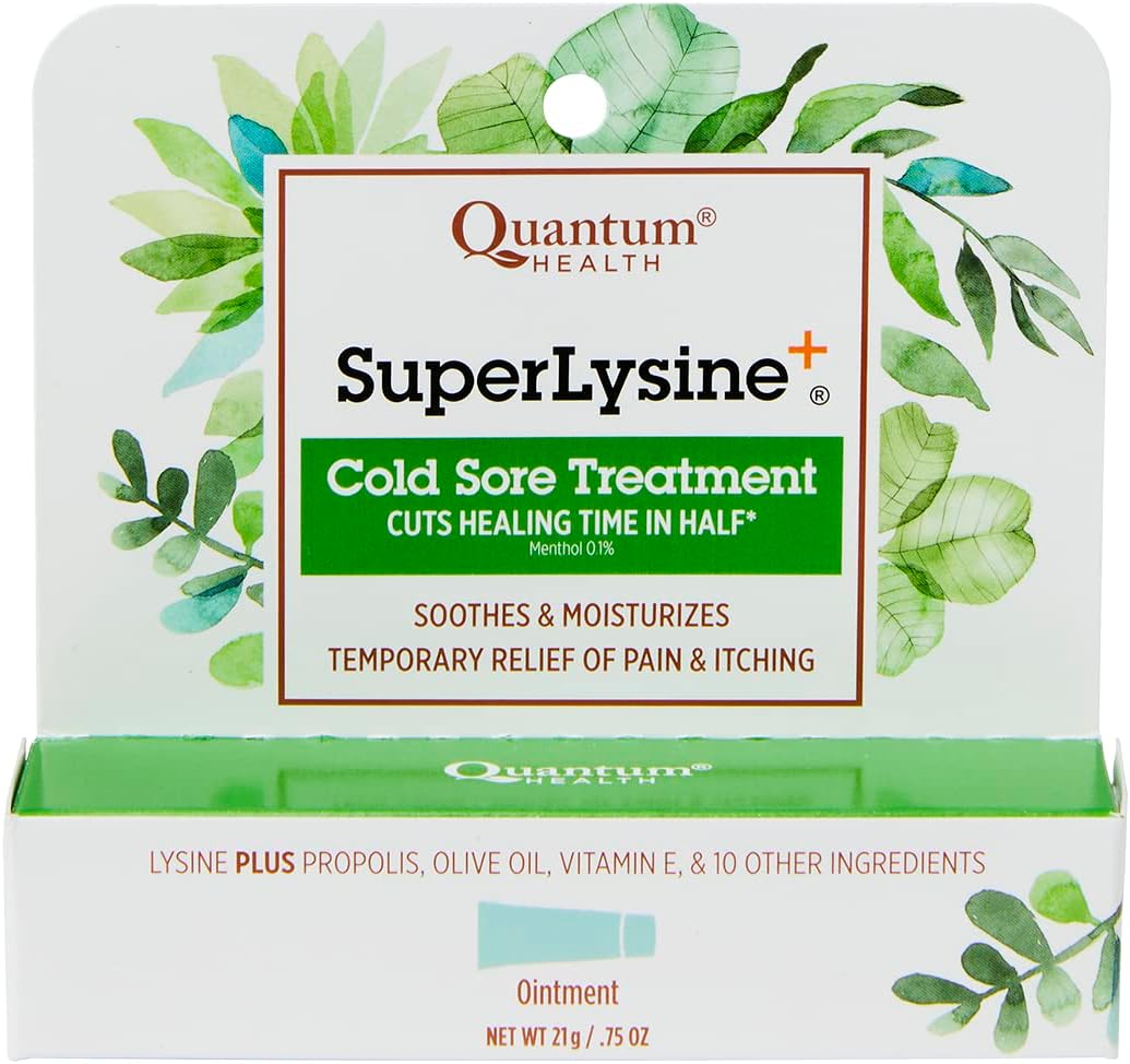 Quantum Superlysine+ Cold Sore Treatment Ointment|Relieves Pain, Burning, And Itching|Cuts Healing Time In Half|0.75 Ounce