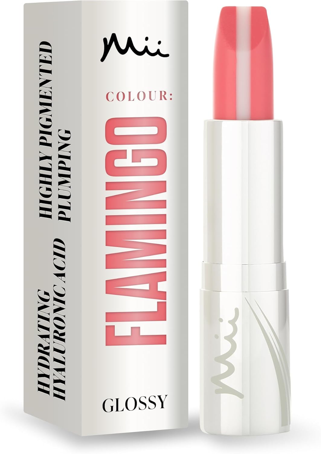 Mii Cosmetics Hydraboost Lip Lover Lipstick, Long Lasting, Packed With Hyaluronic Acid, High Impact Colour, Glossy Luminous Finish, Moisturising Lipstick For Healthy & Plump Lips, Flamingo