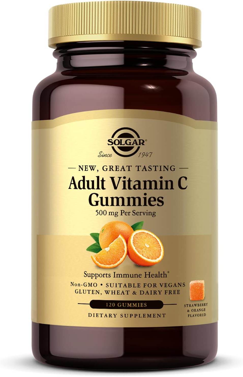 Solgar Adult Vitamin C 500 Mg Gummies, Great-Tasting Strawberry Orange Avor, Supports Immune Health, Non-Gmo, Vegan, Gluten & Dairy Free, 30 Servings, 120 Count