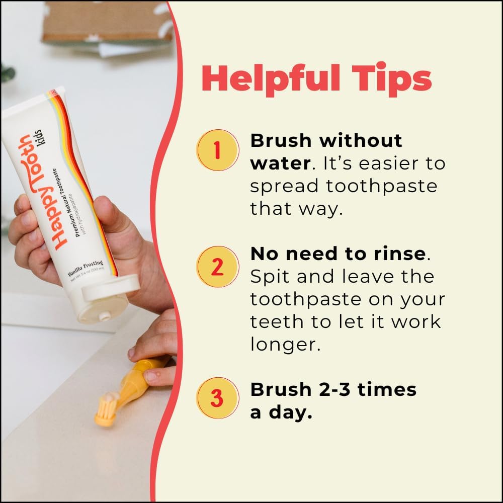 Happy Tooth Natural Hydroxyapatite Toothpaste - Fluoride Free, SLS Free - Whitening for Sensitive Teeth - Natural Ingredients - Dentist Formulated & Recommended - Adults & Kids - Sweet Orange 4 oz : Health & Household