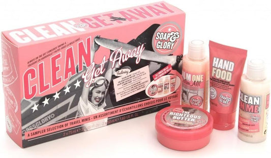 Soap And Glory Clean Getaway Gift Set 4 Mini Best Sellers Inc Hand Food