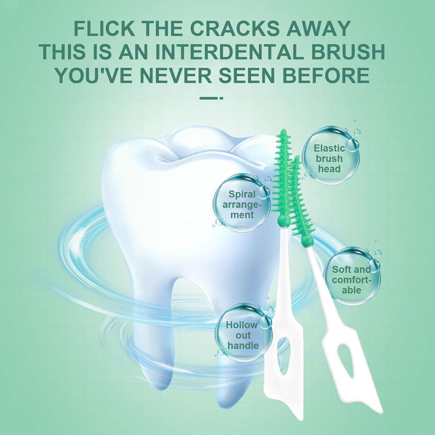Mivaiun 200 Pcs Interdental Brushes Dental Floss Brush Adaptive Interdental Brush Dual-Use Dental Floss Sticks Portable Oral Tooth Clean Floss Tooth Gap Brush For Protecting Teeth(Green)