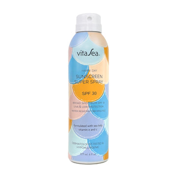 Noodle & Boo Vitasea Happy Day Adult & Kids Sunscreen Super Spray Spf 30 / Spf 50 For Face And Body, Broad Spectrum Uva & Uvb Protection, Water Resistant Formula With Sea Kelp, Vitamin E & C, 6 Fl Oz