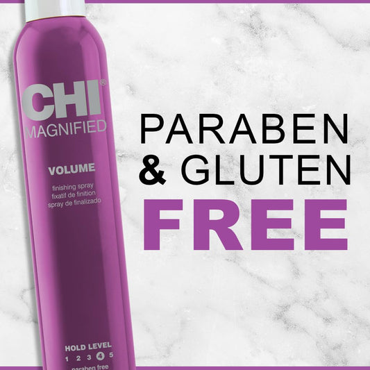 Chi Magnified Volume Finishing Hair Spray, Boosts Volume & Body For Maximum Fullness, Builds Resilience & Strength & Adds Shine, 12 Oz