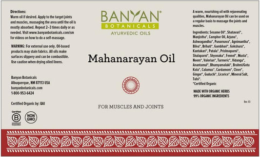 Banyan Botanicals Mahanarayan Oil – 99% Organic Ayurvedic Massage Oil