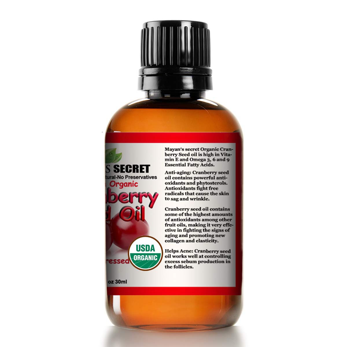 Cranberry Seed Oil - Virgin Organic Usda Certified Cold Pressed The Anti-Aging Skin Secret : Beauty & Personal Care