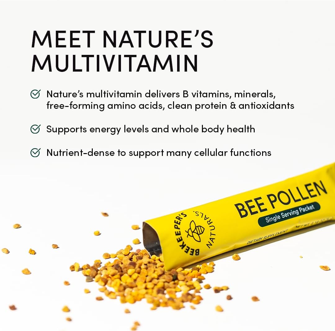 Beekeeper'S Naturals - 100% Raw Bee Pollen Granules, Natural Preserved Enzymes, Source Of Vitamin B, Minerals, Amino Acids & Protein - Paleo & Keto Friendly, Gluten Free (5.2 Oz) : Health & Household